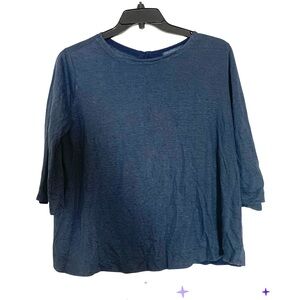 Transit Par-Such Navy Blue Linen Top Light Sweater